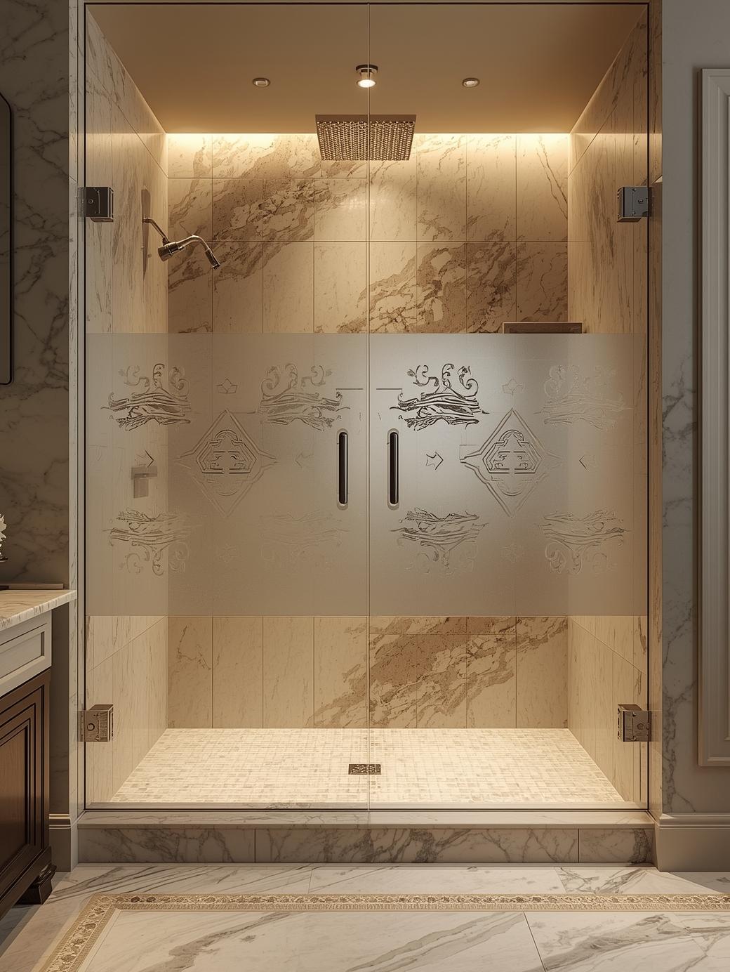 Etched Glass Design Shower Enclosures