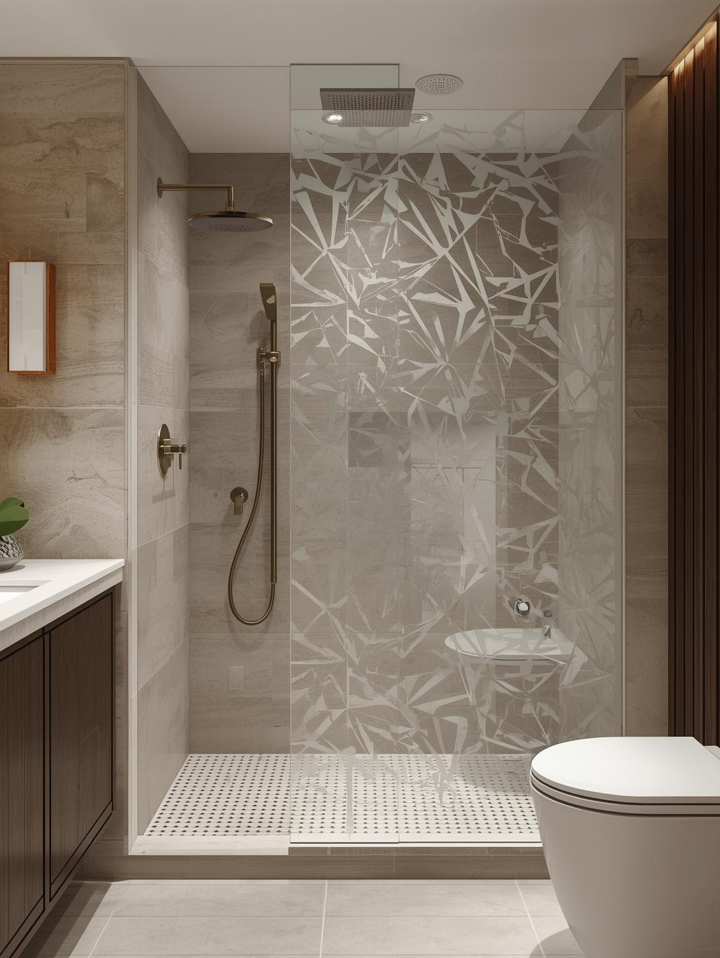 Etched or Patterned Glass Fixed Shower Screens