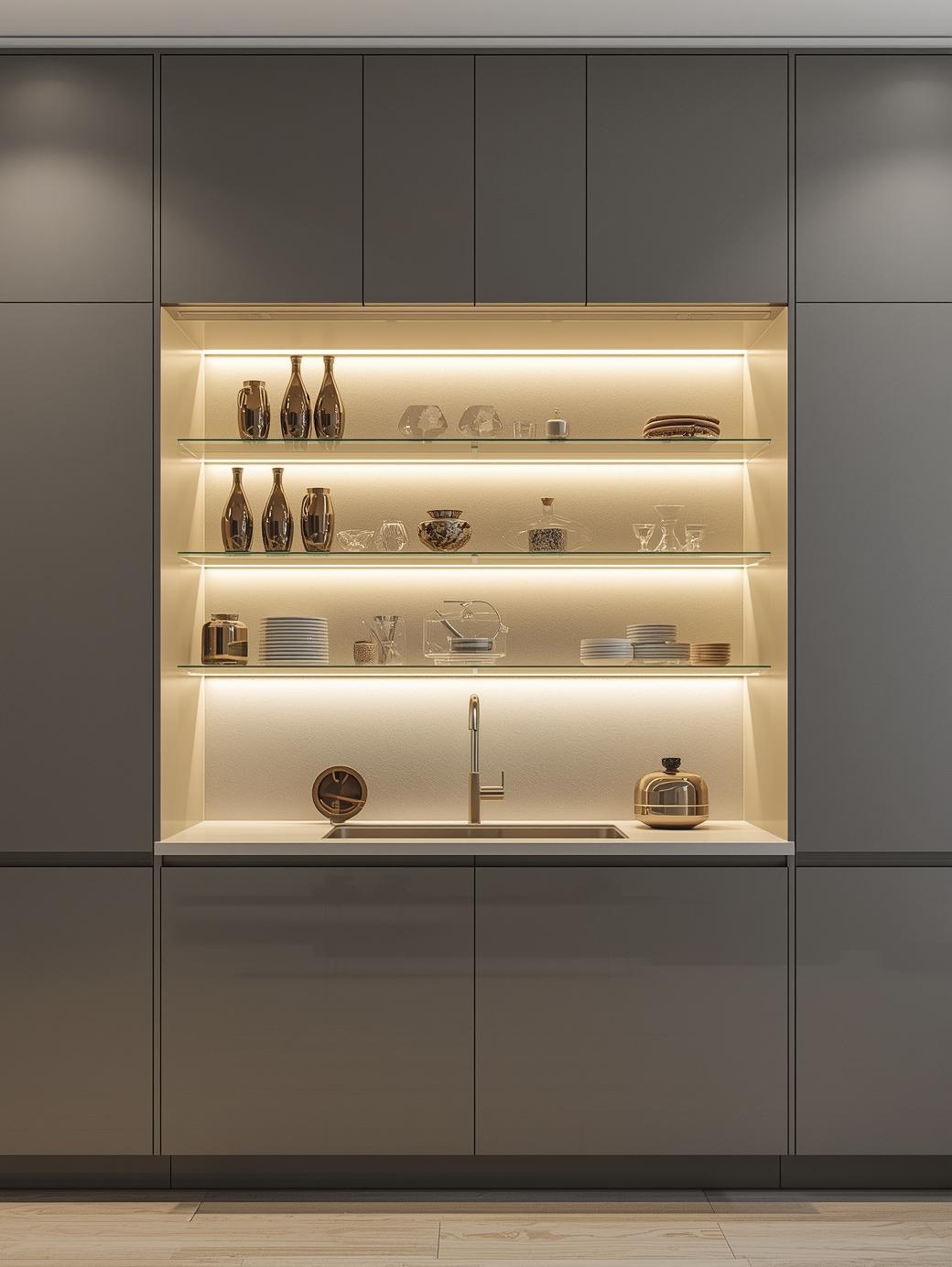 Kitchen Glass Shelving