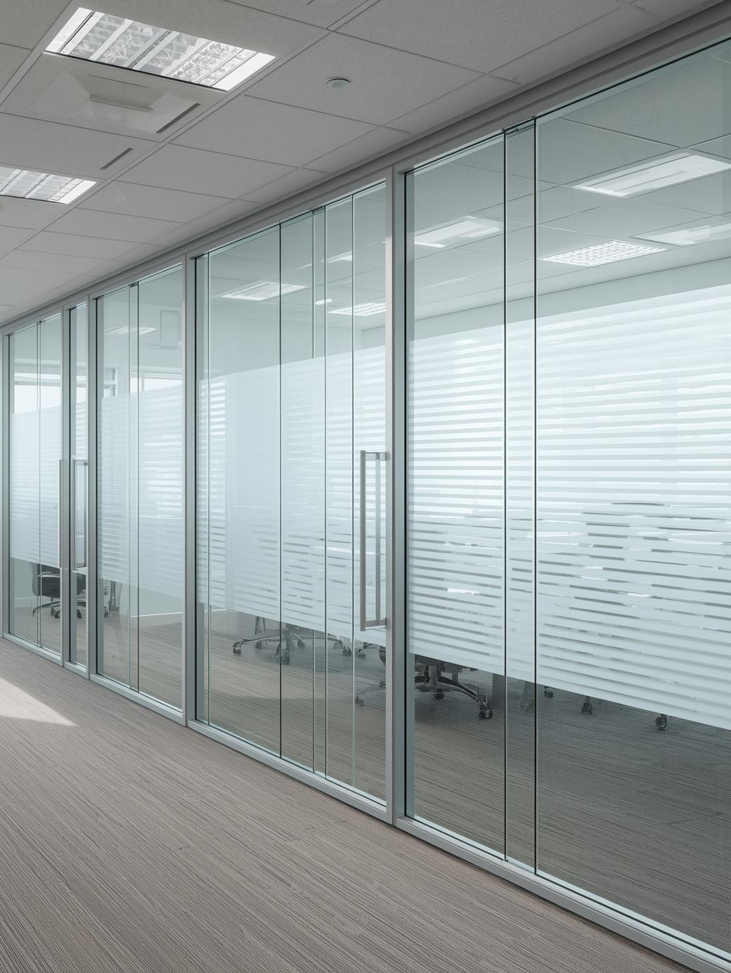 Movable Glass Partitions with Integrated Blinds