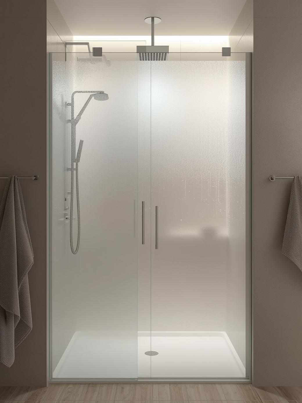 Frosted or Textured Glass Fixed Shower Screens