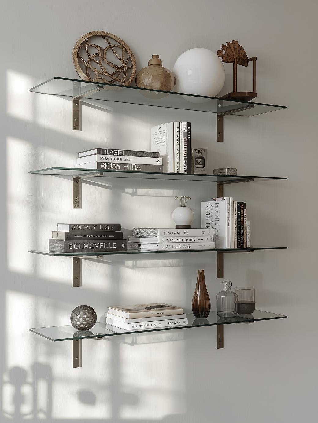Wall-Mounted Glass Shelves